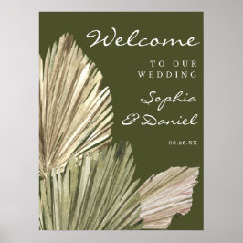 Välkomstskylt om Bröllop i Handflatan Löv Poster