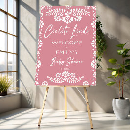 Välkomstskylt om dammning av rosa babydusch poster