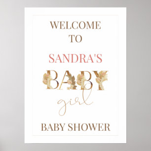 Välkomstskylt om guld Boho Flicka Baby Shower Välk Poster