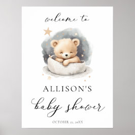 Välkomstskylt om könsneutral nalle för babydusch poster