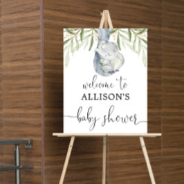 Välkomstskylt om könsneutrala elefantbabydusch poster