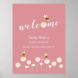 Välkomstskylt om minimal Daisy för babyskor för Ro Poster