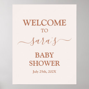 Välkomstskylt om minimal Rosa av Blek Baby Shower  Poster