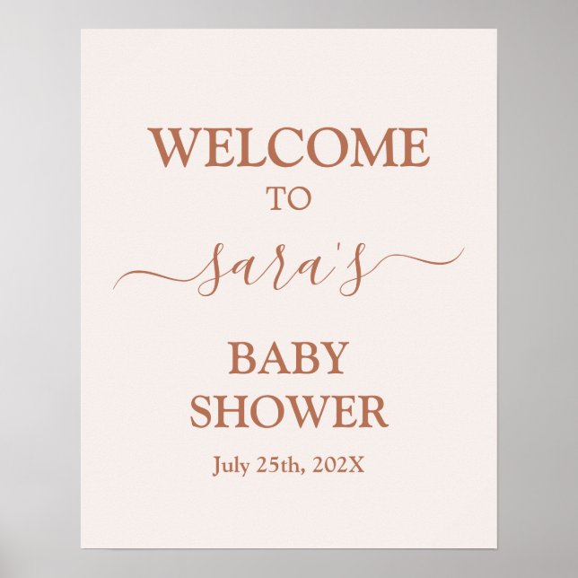 Välkomstskylt om minimal Rosa av Blek Baby Shower  Poster (Framsidan)