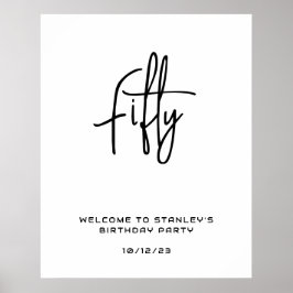 Välkomstskylt om minimalistisk vit femtioårsjubile poster