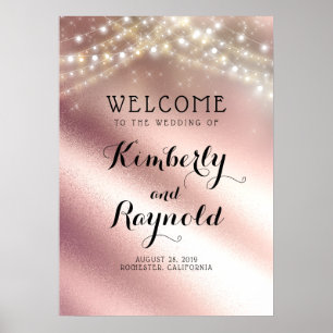 Välkomstskylt om ro Guld Glitter Bröllop Poster