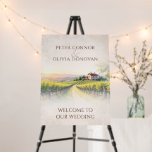 Välkomstskylt om Romantic Vineyard Rustic Bröllop