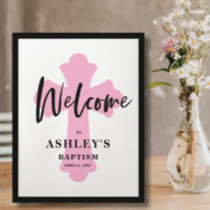 Välkomstskylt om rosa Kor Baptism Poster