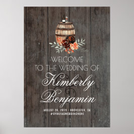 Välkomstskylt om Rustic Land Barrel Bröllop Poster