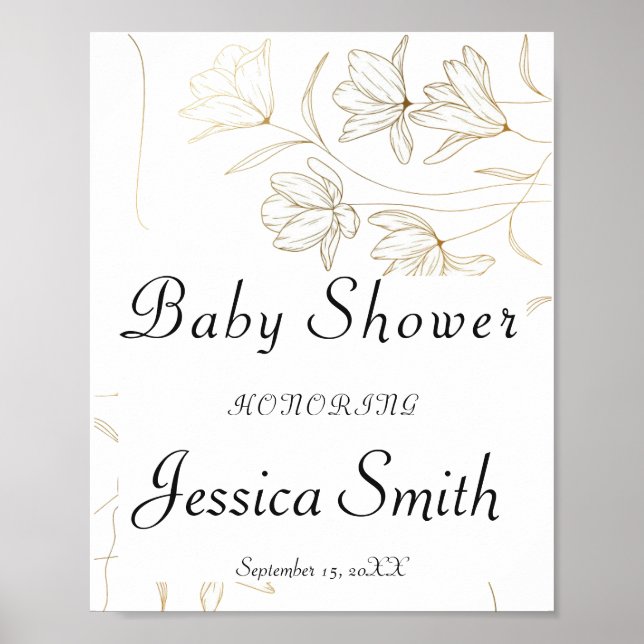 Välkomstskylt om välkomstPoster för Guld Flower Ba Poster (Framsidan)