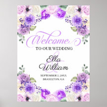 Välkomstskylt om välkomstskylt om lila Vår Blommig