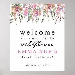 Välkomstskylt om vår Meadow Wildblommblommor Poster