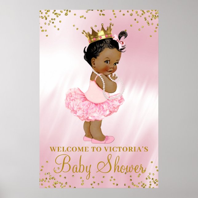 Välkomstskylt över afrikansk princess Baby Shower Poster (Framsidan)
