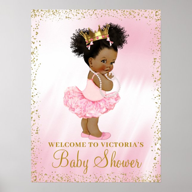 Välkomstskylt över afrikansk princess Baby Shower Poster (Framsidan)