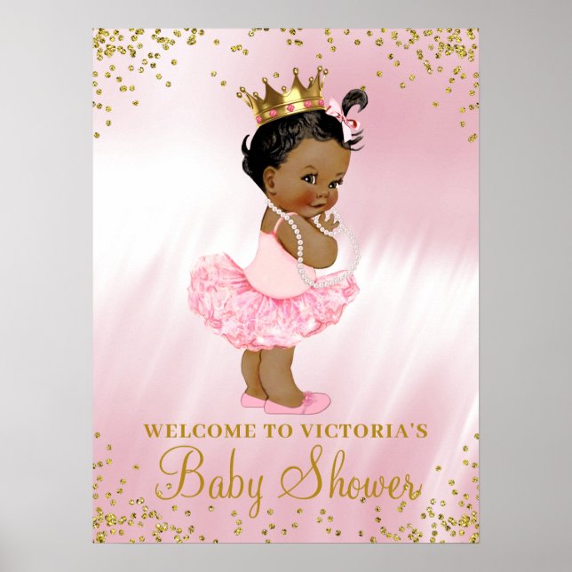 Välkomstskylt över afrikansk princess Baby Shower Poster (Framsidan)