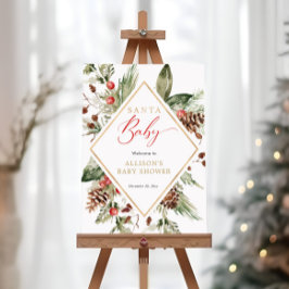 Välkomstskylt över babybabybabord för Santa Baby Poster