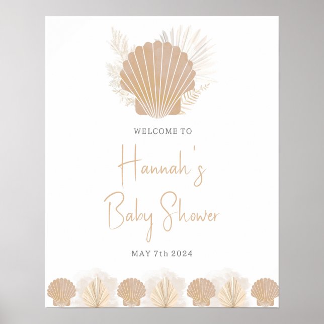 Välkomstskylt över babyskor för Ocean Snäcka Poster (Framsidan)