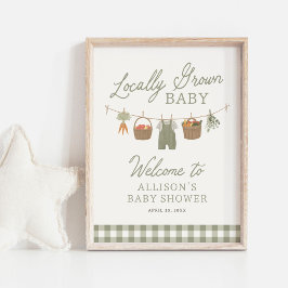 Välkomstskylt över babyskor på jordbrukarnas markn poster