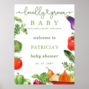 Välkomstskylt över babyskor på jordbrukarnas markn poster