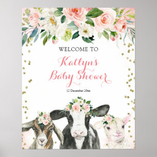 Välkomstskylt över Blommigt för barn med småbarn Poster