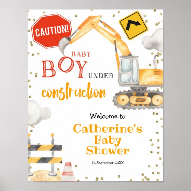 Välkomstskylt över Boy Construction Gult Lastbil Poster (Framsidan)
