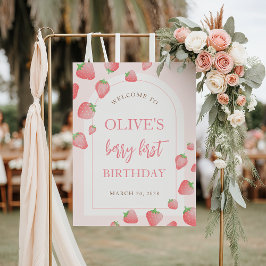 Välkomstskylt över jordgubbsberry Berry Sweet Boho Poster