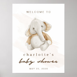 Välkomstskylt över könsuppehåll för elefant-babysk poster
