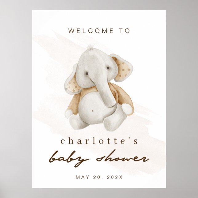 Välkomstskylt över könsuppehåll för elefant-babysk poster (Framsidan)
