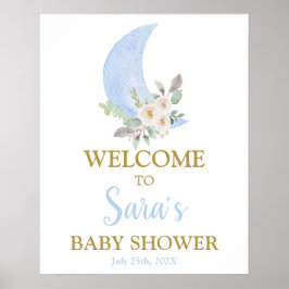 Välkomstskylt över Måne Baby Shower Boy Poster