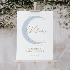 Välkomstskylt över Måne Boy Baby Shower