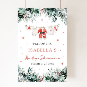 Välkomstskylt över Red jultomten Baby Baby Shower Poster