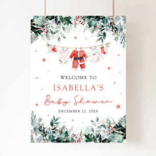 Välkomstskylt över Red jultomten Baby Baby Shower Poster