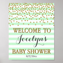 Välkomstskylt över Rosa Guld Baby Shower Välkomst Poster