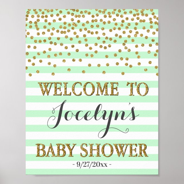 Välkomstskylt över  Rosa Guld Baby Shower Välkomst Poster (Framsidan)