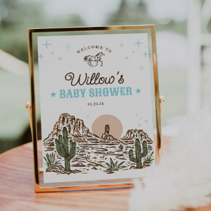 Välkomstskylt över western Cowboy Boy Baby Shower