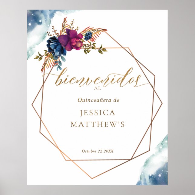 Välkomstskylt på spanska, Celestial Quinceañera Poster (Framsidan)