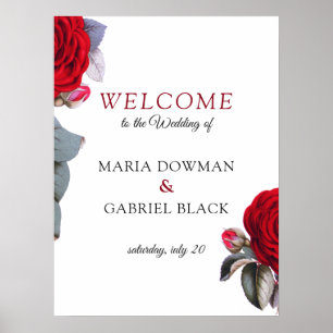 Välkomstskylt Poster av Red chic-blomman Blommigt 