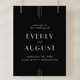 Välkomstskylt Poster EVERLY Art Deco Black Bröllop