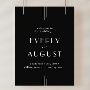 Välkomstskylt Poster EVERLY Art Deco Black Bröllop