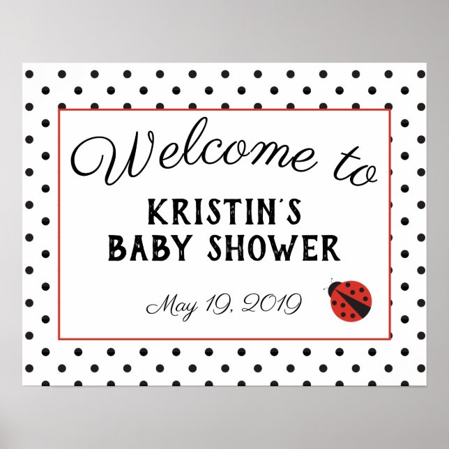 Välkomstskylt poster för Ladybug babydusch - stor (Framsidan)