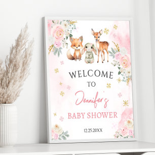 Välkomstskylt poster för rosa vinterdusch i flicka