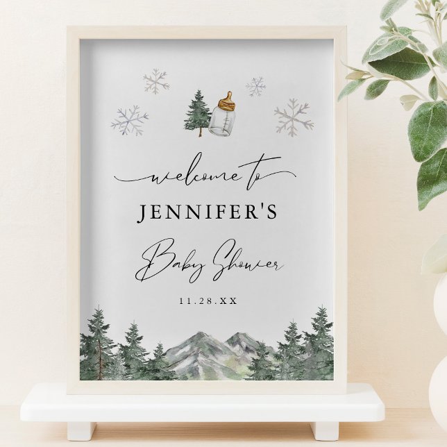 Välkomstskylt Poster för snöflingerbabyskabinjesky (Skapare uppladdad)