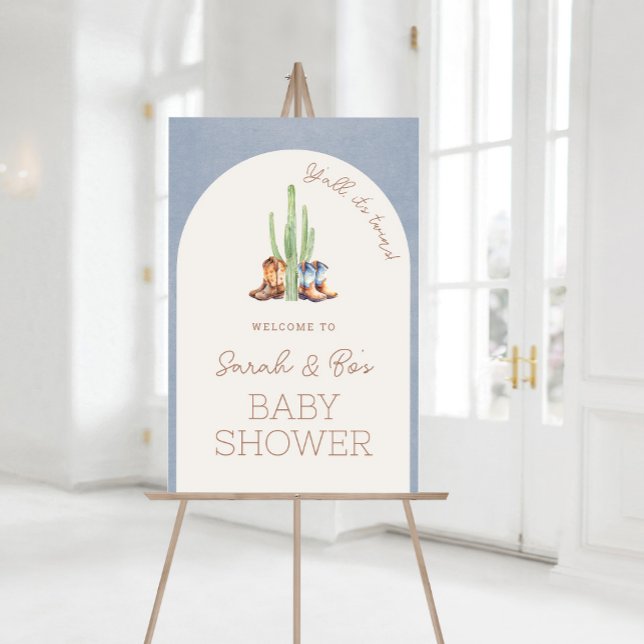 Välkomstskylt Poster för Twillingar med babyskor (Cowboy Twins Baby Shower Welcome Sign)