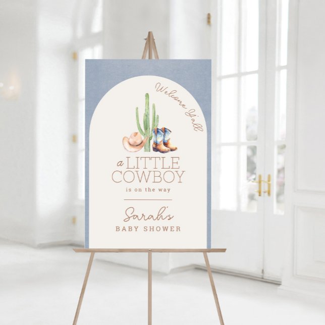 Välkomstskylt Poster för Westerna babyskor (Little Cowboy Baby Shower Sign)