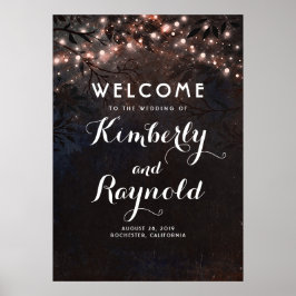 Välkomstskylt ro Guld Rustic Träd Bröllop Poster