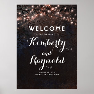 Välkomstskylt ro Guld Rustic Träd Bröllop Poster