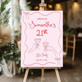 Välkomstskylt Rosa Röd och Rosa födelsedag