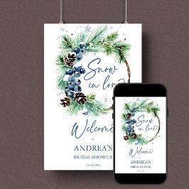 Välkomstskylt snö i kärlek vintertid möhippa poster