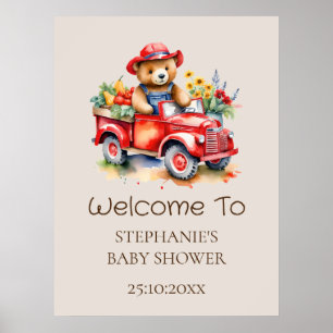 Välkomstskylt Söt Teddy Lokalt Odlad Baby Shower Poster