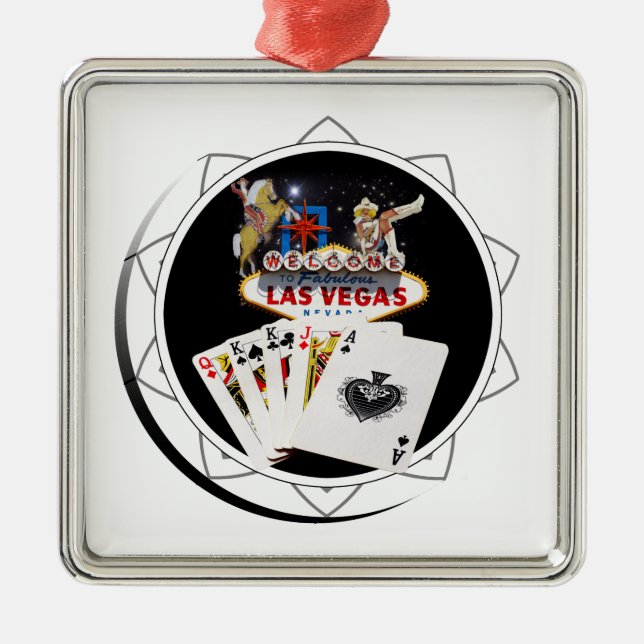 Välkomstskylt Svart Pokerchip Julgransprydnad Metall (Framsidan)